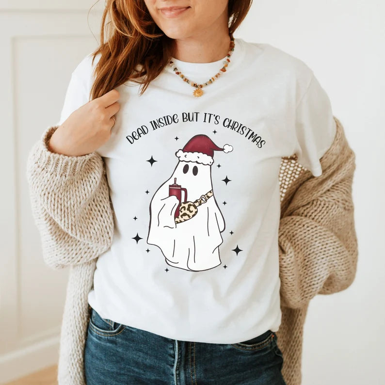 Christmas ghost shirt, trendy christmas shirt, cute christmas tee